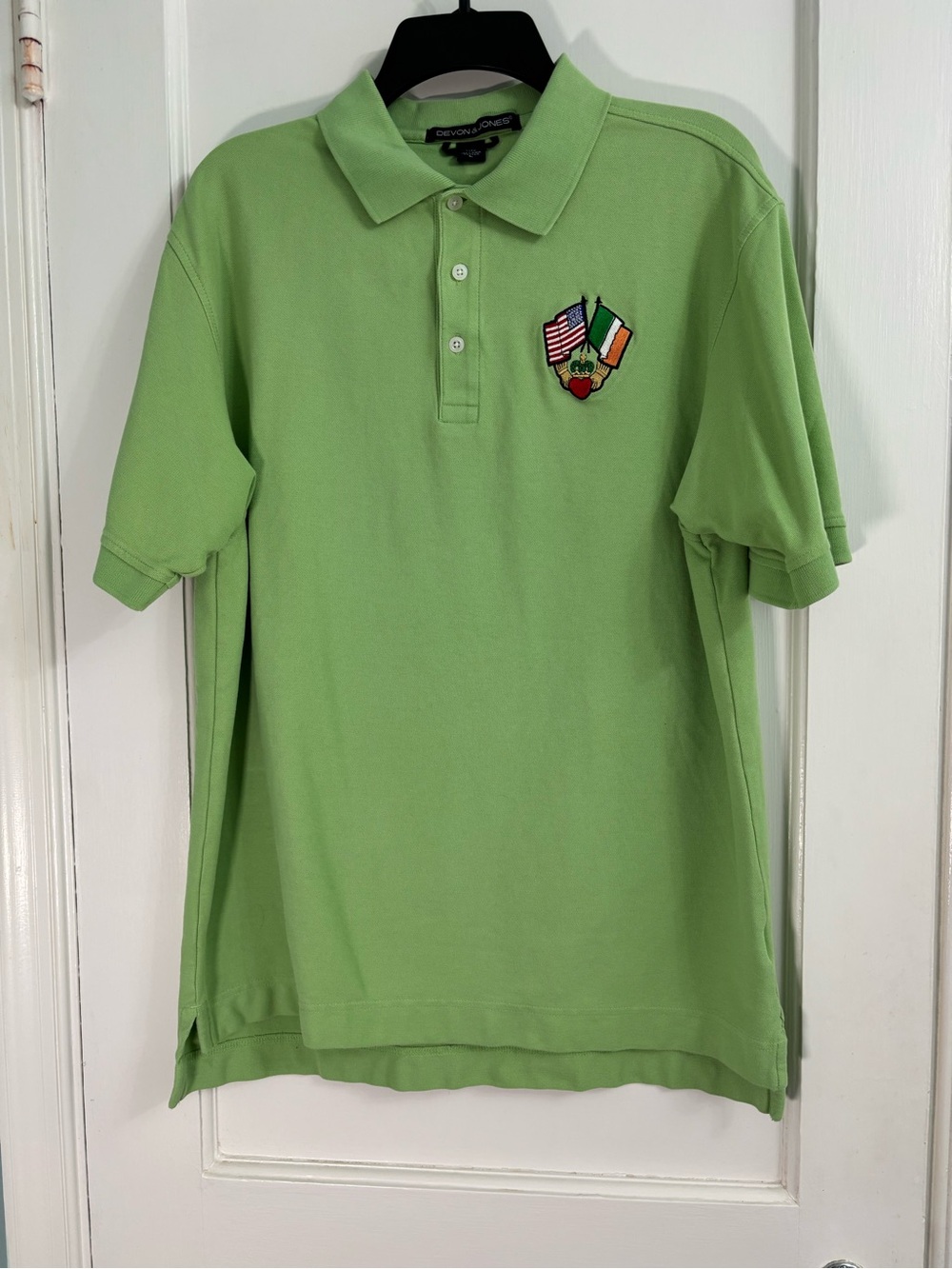 Devon & Jones Boys Lime Green Polo with Crest Patch